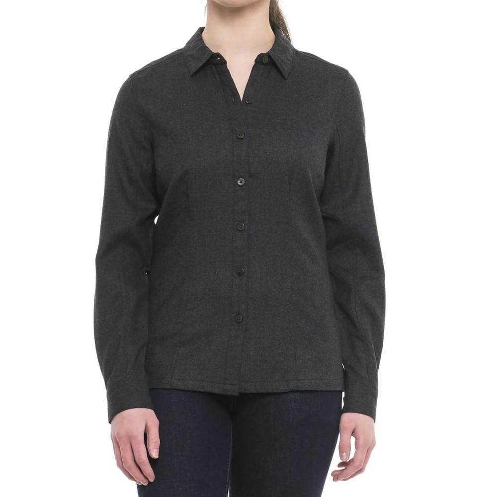 Icebreaker Jet Heather Dark Gray Laurel  Merino Wool Button Up Flannel Shirt L